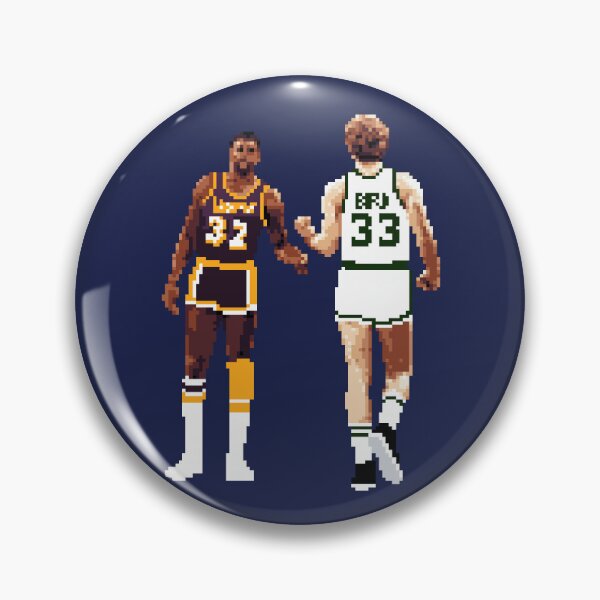 Item preview, Larry Bird and Magic Johnson Pixel fist bump Medium Print Qiangy designed and sold by qiangdade.