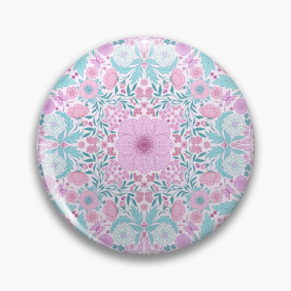 Item preview, Retro garden party wallpaper in blue and pink designed and sold by Katerina Mitkova Kirilova.