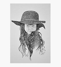 Little Girl in Red-B&W Photographic Print