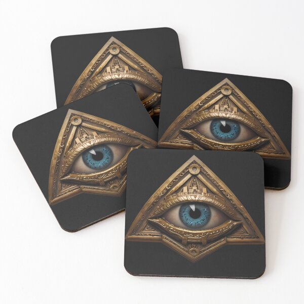 Item preview, Eye triangle pattern design blue pupil with gold . seeing eye greek history gods free masons designed and sold by FocusedArt.