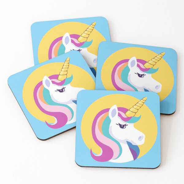 Item preview, Unicorn with yellow background and rainbow hair designed and sold by Simon-m-s.