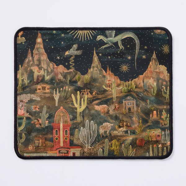 Item preview, Dark western landscapes with Babylonian monsters, outsider art designed and sold by deepglitchart.