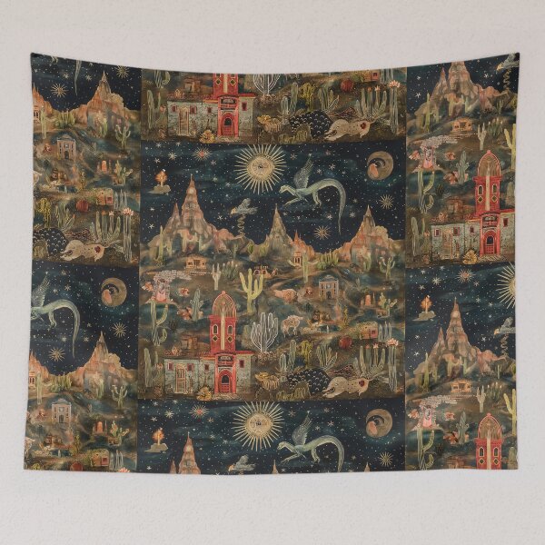 Item preview, Dark western landscapes with Babylonian monsters, outsider art designed and sold by deepglitchart.