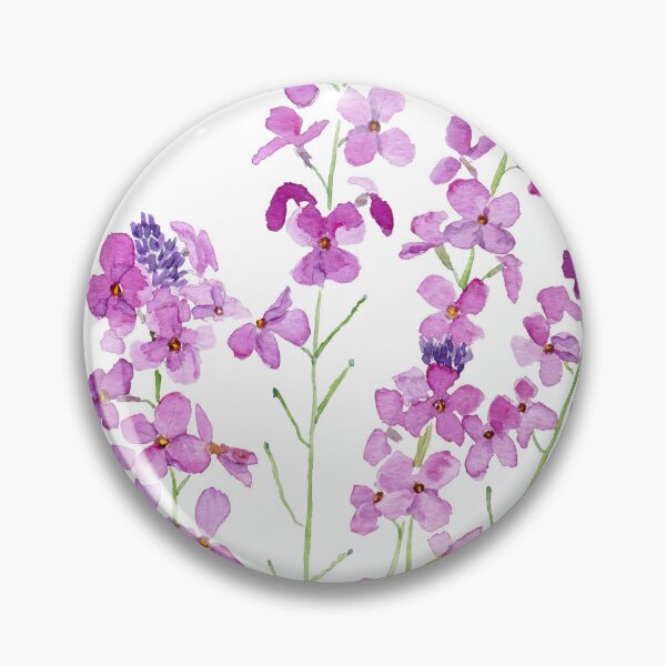 Item preview, magenta wallflowers erysimum Bowles mauve hand painted watercolor designed and sold by ColorandColor.