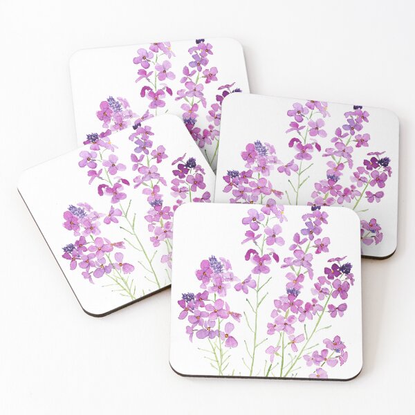 Item preview, magenta wallflowers erysimum Bowles mauve hand painted watercolor designed and sold by ColorandColor.
