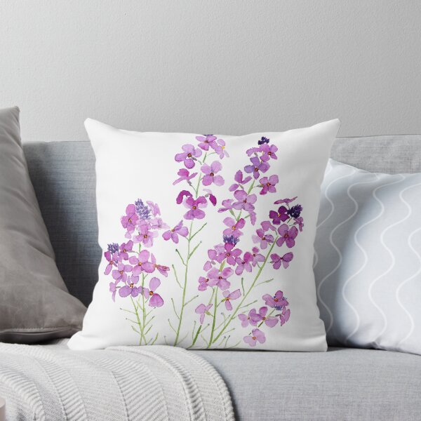 Item preview, magenta wallflowers erysimum Bowles mauve hand painted watercolor designed and sold by ColorandColor.