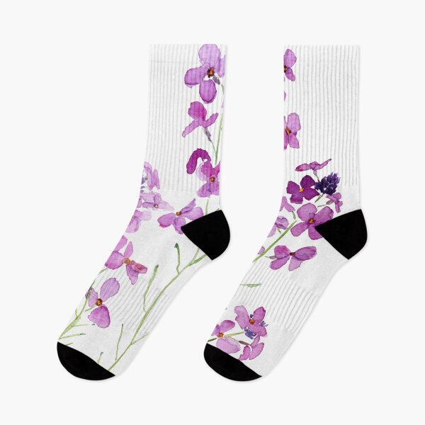 Item preview, magenta wallflowers erysimum Bowles mauve hand painted watercolor designed and sold by ColorandColor.