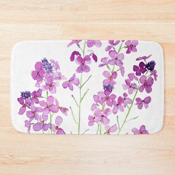 Item preview, magenta wallflowers erysimum Bowles mauve hand painted watercolor designed and sold by ColorandColor.