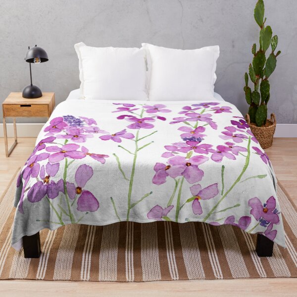 Item preview, magenta wallflowers erysimum Bowles mauve hand painted watercolor designed and sold by ColorandColor.