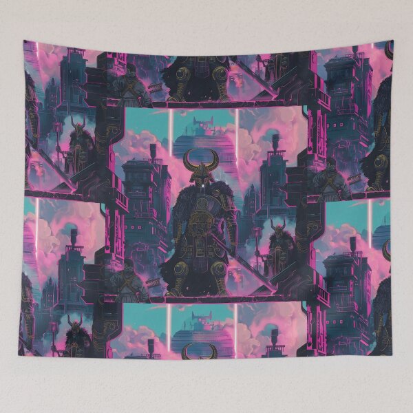 Item preview, Dieselpunk Asgard with Norse warriors designed and sold by deepglitchart.