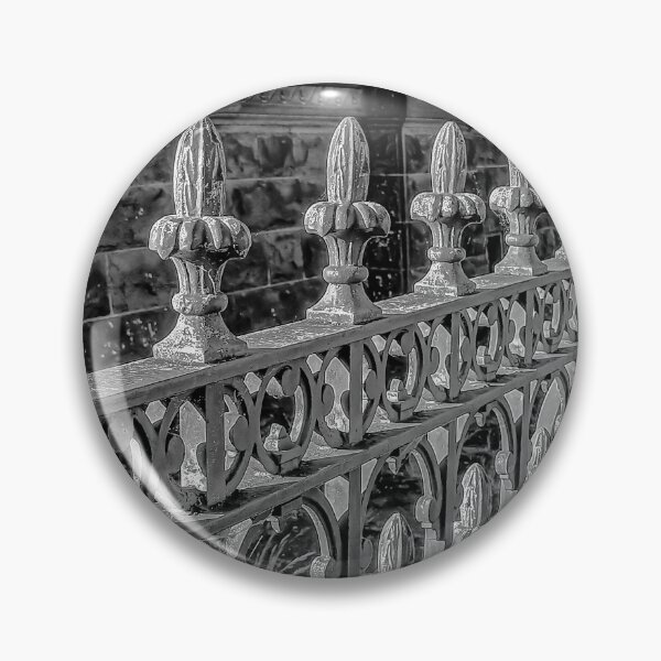 Item preview, Vintage 1800s Metal Fence at Old Town Hall Black and White - Bendigo, Victoria, Australia designed and sold by Steven Jodoin.