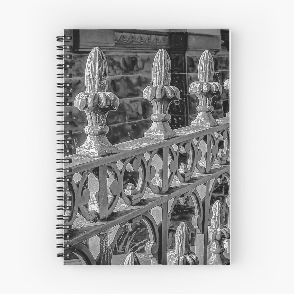 Item preview, Vintage 1800s Metal Fence at Old Town Hall Black and White - Bendigo, Victoria, Australia designed and sold by Steven Jodoin.