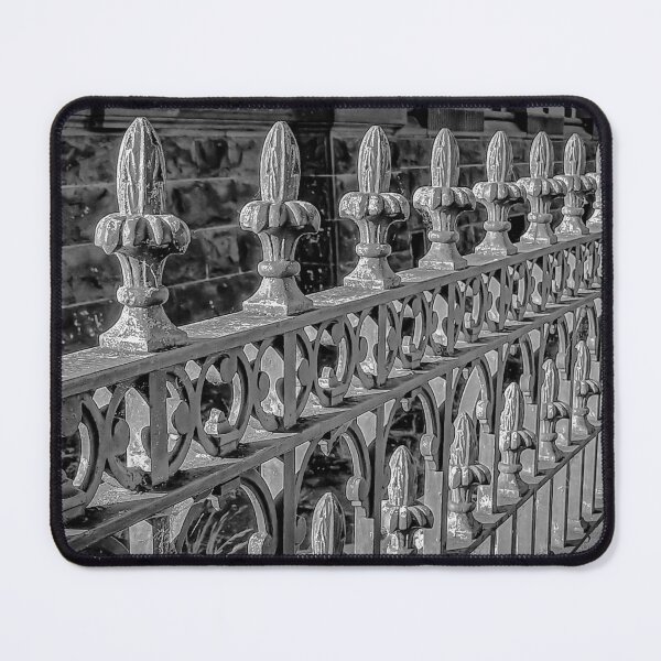 Item preview, Vintage 1800s Metal Fence at Old Town Hall Black and White - Bendigo, Victoria, Australia designed and sold by Steven Jodoin.