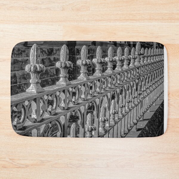 Item preview, Vintage 1800s Metal Fence at Old Town Hall Black and White - Bendigo, Victoria, Australia designed and sold by Steven Jodoin.