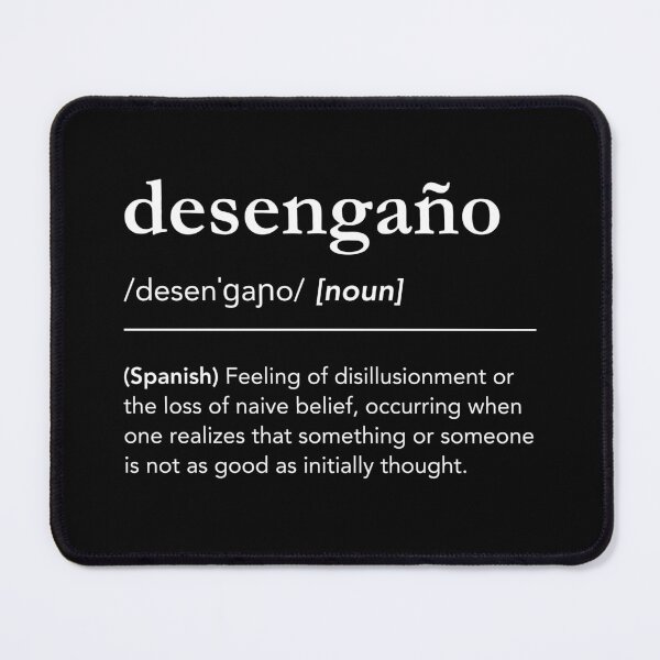 Item preview, Desengaño dictionary spanish word definition, white minimalist typography designed and sold by lagunaklein.