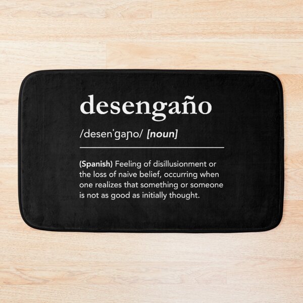 Item preview, Desengaño dictionary spanish word definition, white minimalist typography designed and sold by lagunaklein.