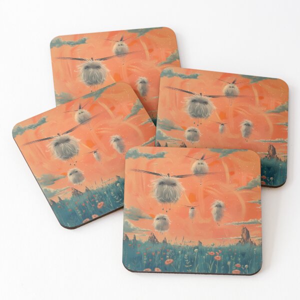 Item preview, Helicopter pompoms over blue field designed and sold by Rebelka.