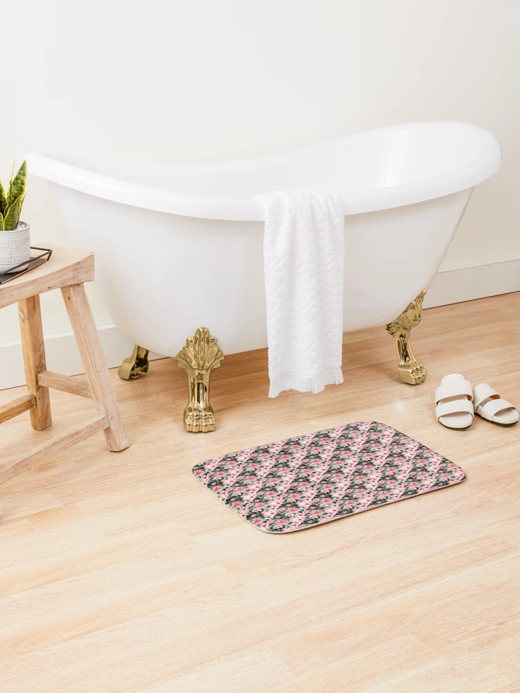 Thumbnail 2 of 6, Bath Mat, Pink Roses designed and sold by Cveti Dinkova.