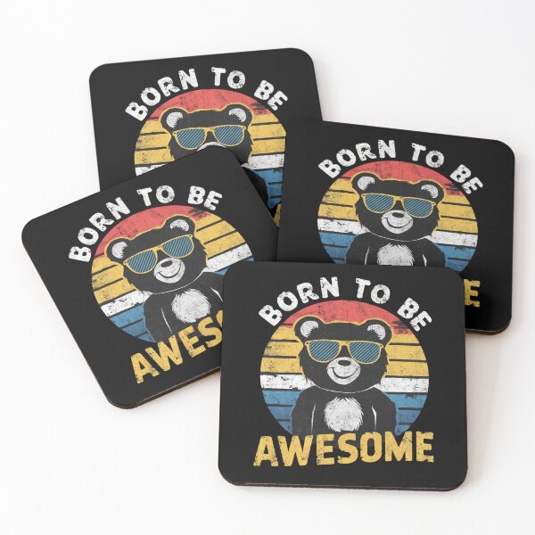 Item preview, Born to be awesome, Vintage sunset, smily Bear. designed and sold by JurekWoyArt.