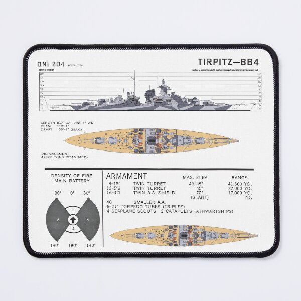 Item preview, Battleship Tirpitz Blueprint - Kriegsmarine German Battleship Bismarck designed and sold by BobaTeeStore.