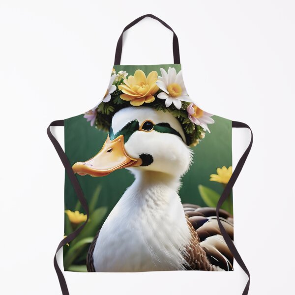 Artikelvorschau, Ente mit einem Blumenkranz auf dem Kopf entworfen und verkauft von Tatty-shop.