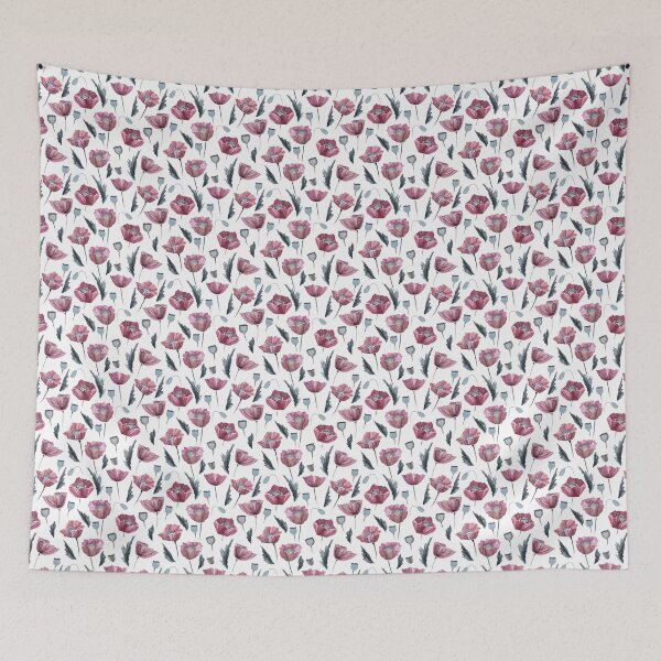 Item preview, Romantic watercolor pattern, scarlet poppies on a light background. designed and sold by UVI-CA.