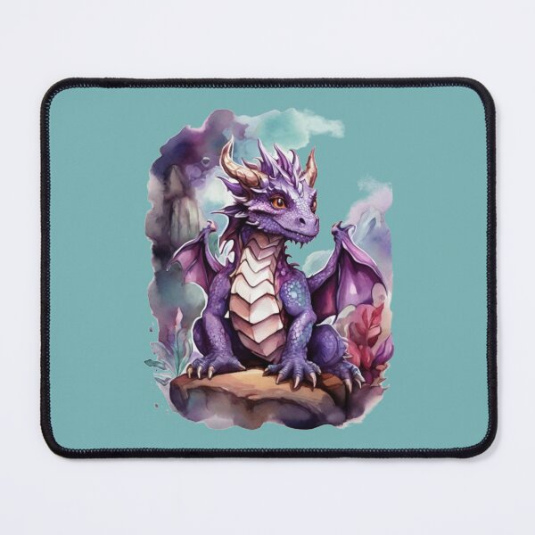 Item preview, a friendly purple dragon on a stone-mint background designed and sold by Rose Design & Photos.
