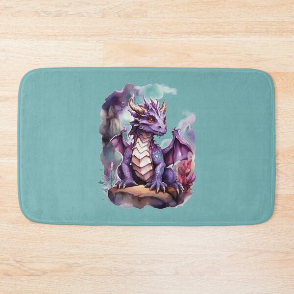 Item preview, a friendly purple dragon on a stone-mint background designed and sold by Rose Design & Photos.