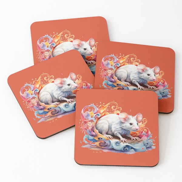 Item preview, a white mouse with colorful colors - orange background designed and sold by Rose Design & Photos.