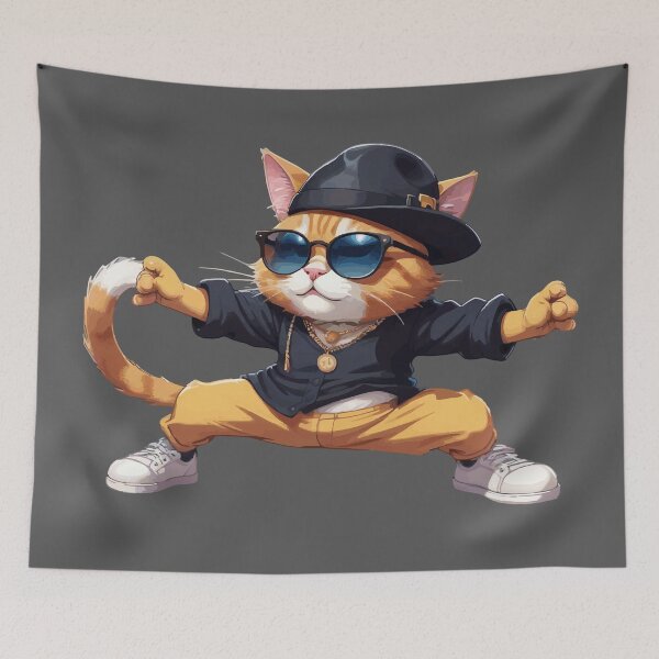 Item preview, Swag orange cat is breakdancing designed and sold by Lyannaadesign.