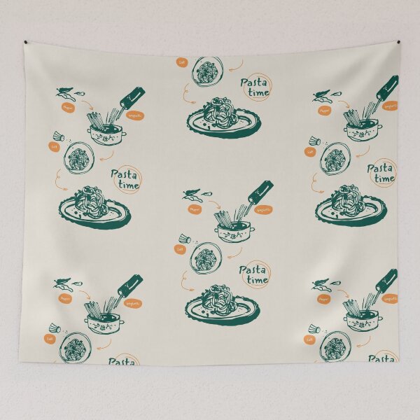 Item preview, pasta, food, pasta lover, tomatoes, tomato, french, kitchen, food lover, fork, spaghetti, funny, cute, kitchen print designed and sold by peachcakecanvas.