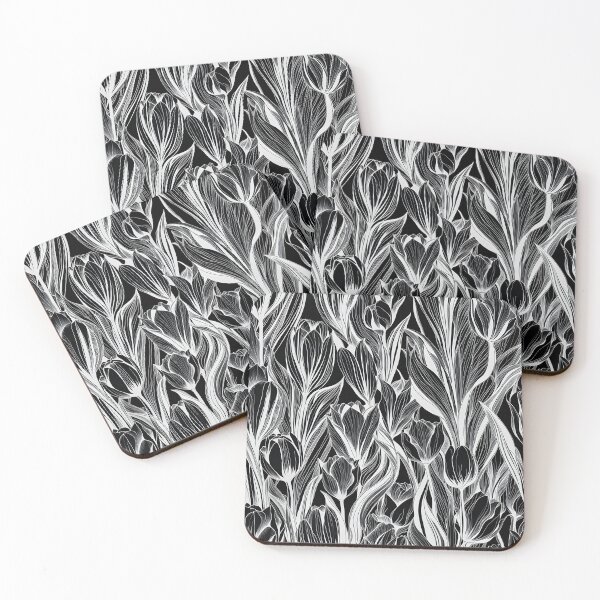 Item preview, Flowers Abstract Pattern Monochrome Inverse Black and White Ink Pen designed and sold by ShaViArt.
