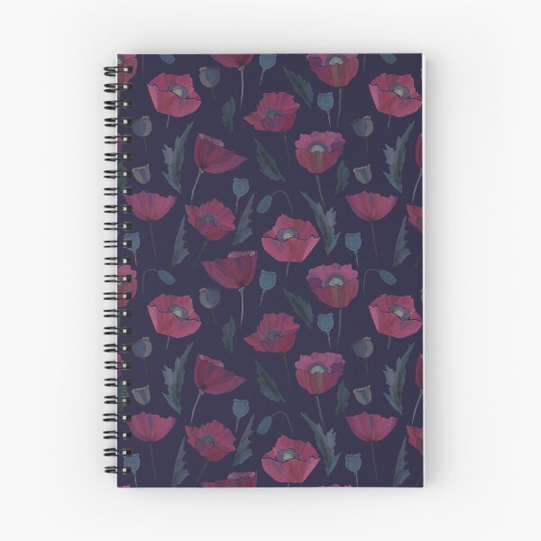 Item preview, Romantic watercolor pattern, scarlet poppies on a dark background. designed and sold by UVI-CA.