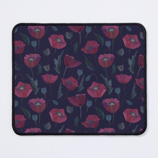 Item preview, Romantic watercolor pattern, scarlet poppies on a dark background. designed and sold by UVI-CA.