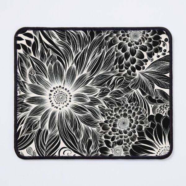 Item preview, Flowers Abstract Pattern Monochrome Inverse Black and White Ink Pen designed and sold by ShaViArt.