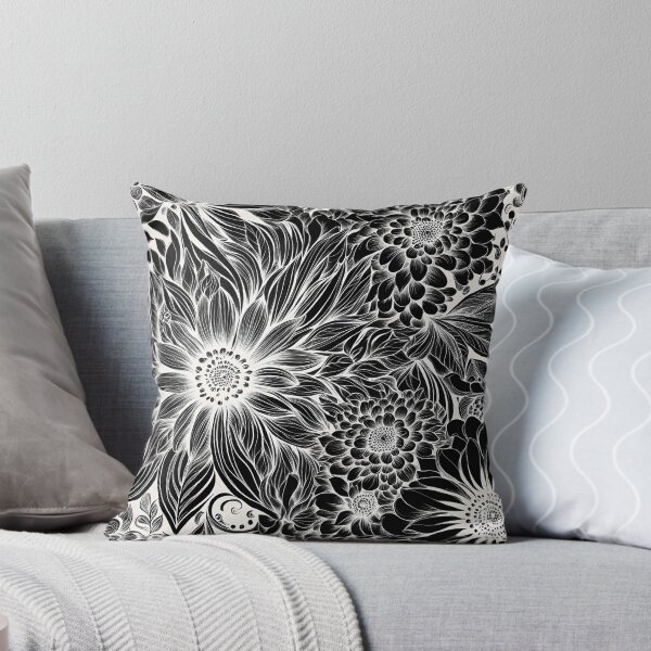 Item preview, Flowers Abstract Pattern Monochrome Inverse Black and White Ink Pen designed and sold by ShaViArt.