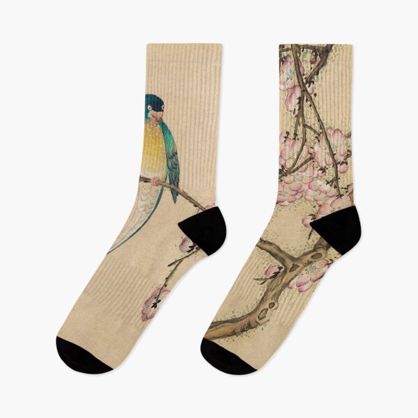 Item preview, COLORFUL BIRD WITH PLUM BLOSSOMS Antique Chinese Painting designed and sold by BulganLumini.