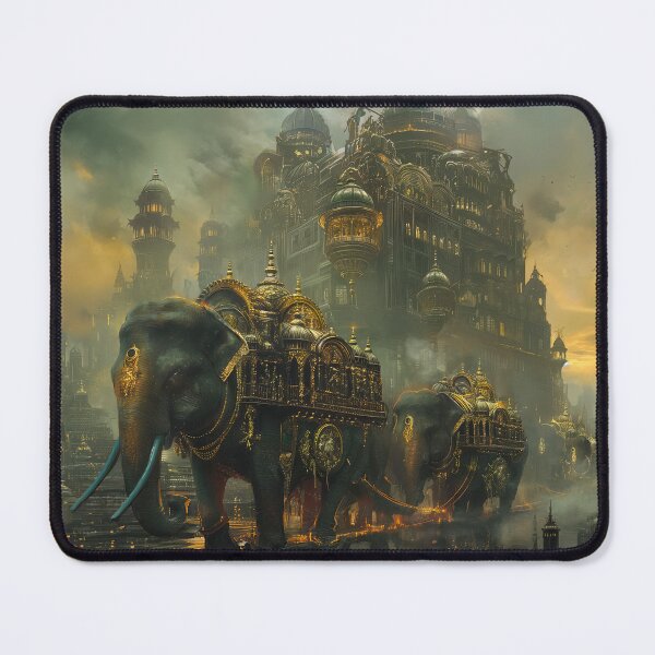 Item preview, Hindu Elephant Caravan in Dieselpunk City  designed and sold by deepglitchart.