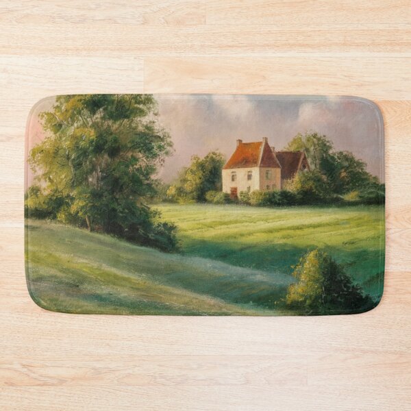 Item preview, Serene French Countryside Oil Painting | Idyllic Farmhouse Landscape Art designed and sold by CARRAANN.