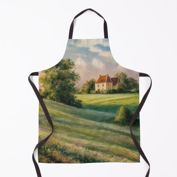Item preview, Serene French Countryside Oil Painting | Idyllic Farmhouse Landscape Art designed and sold by CARRAANN.