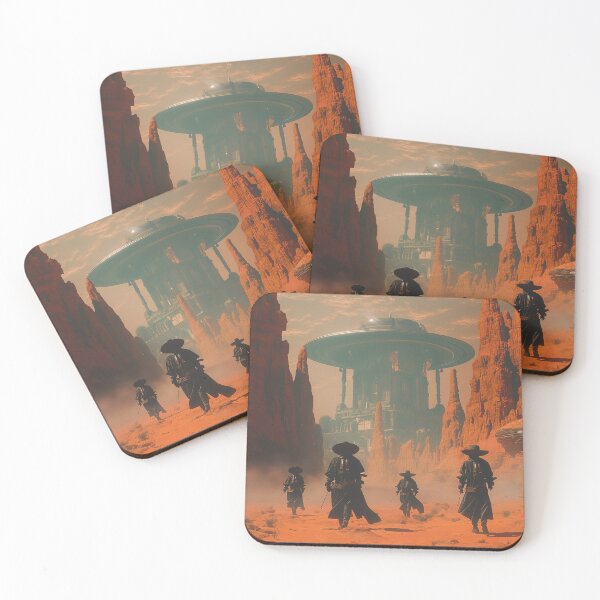 Item preview, Gothic cowboy warriors in a Babylonian-inspired Cyberpunk backdrop designed and sold by deepglitchart.