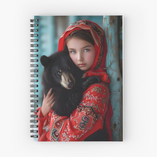 Item preview, Girl in traditional attire holding a bear cub designed and sold by Artessie.