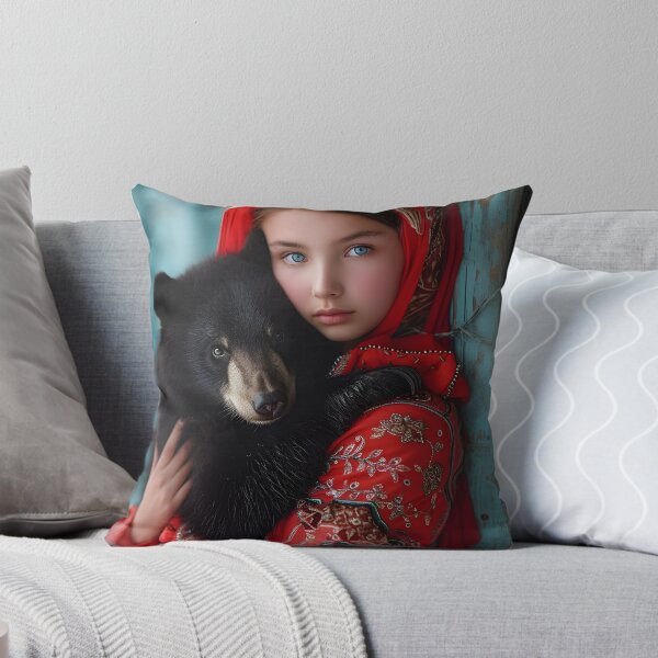 Artikelvorschau, Girl in traditional attire holding a bear cub entworfen und verkauft von Artessie.