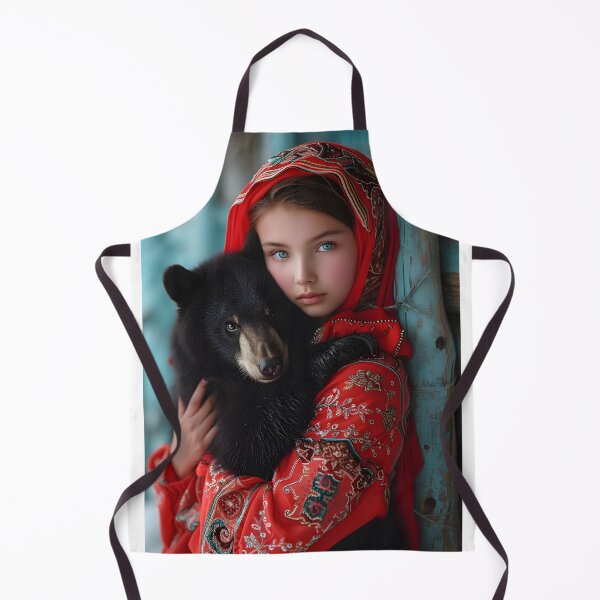 Aperçu de l'œuvre Girl in traditional attire holding a bear cub créée et vendue par Artessie.