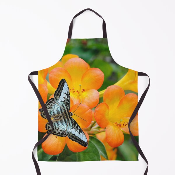 Item preview, A blue butterfly pollinating Rhododendron simbu sunset flowers designed and sold by Peter Etchells.