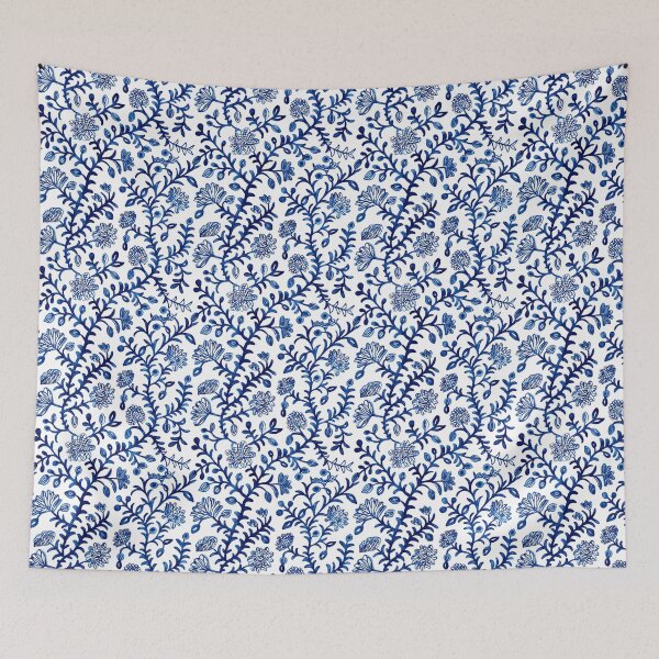 Item preview, Indian block print, flowers, blue and white designed and sold by SmarterThingz.