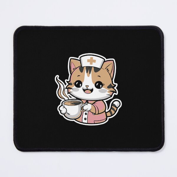 Item preview, Cat nurse with coffee cute anime kawaii nursing scrubs designed and sold by w1ckerman.