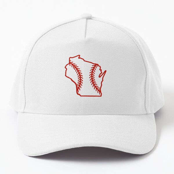 Vista previa del artículo con la obra «Puntada de béisbol del esquema del estado de Wisconsin», diseñado y vendido por US States Merch.