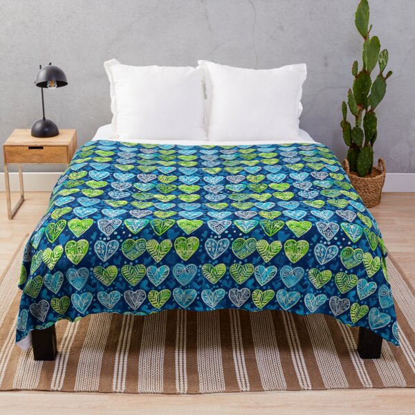 Item preview, Indian block print blue and green leaves designed and sold by SmarterThingz.