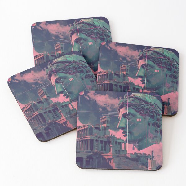 Item preview, Greek Statue against ruins in Vaporwave Aesthetic designed and sold by deepglitchart.